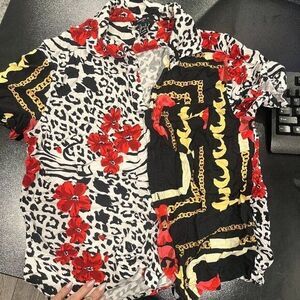 Forever 21 Mens Medium Dress Shirt Button Up Short Sleeves Collared